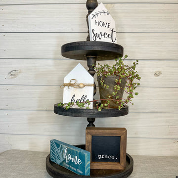 rustic tiered tray