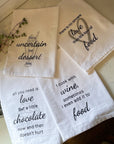 dish towel: assorted food and love sayings