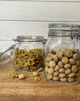 etched glass dog treat jar