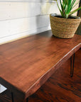 maple live edge bench / side table with black steel hairpin legs