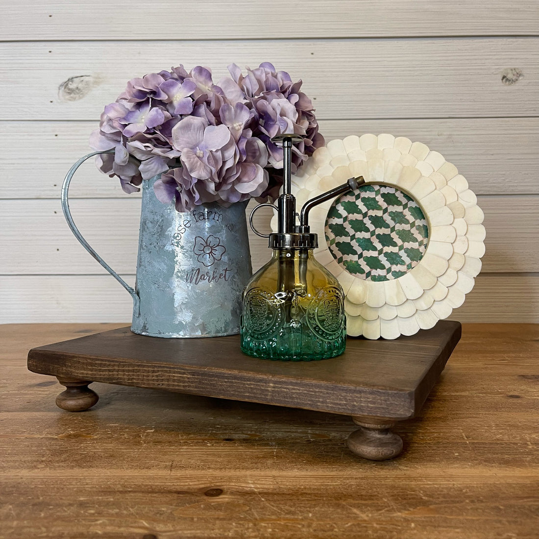 galvanized metal jug with patina finish