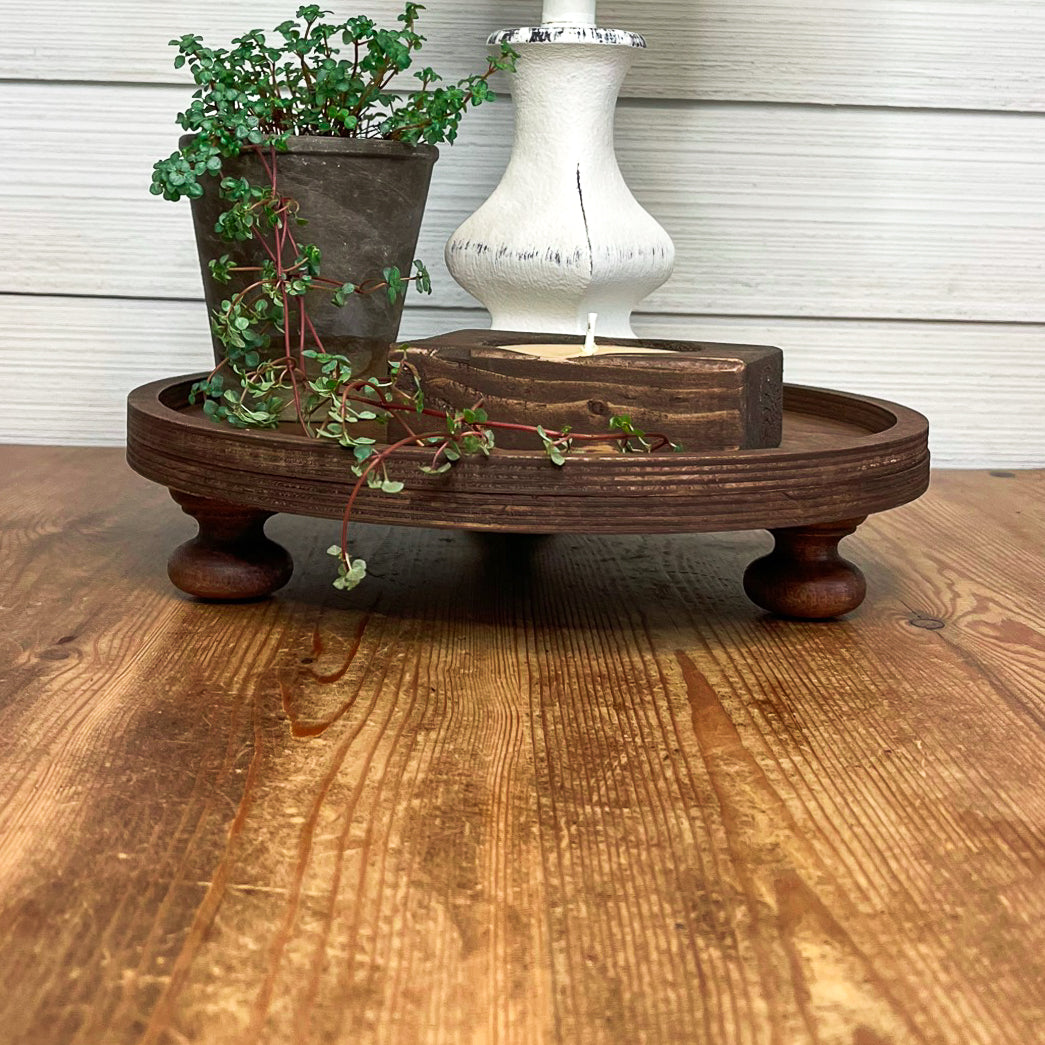 rustic wood riser | round