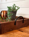 rustic serving tray with white flowered design